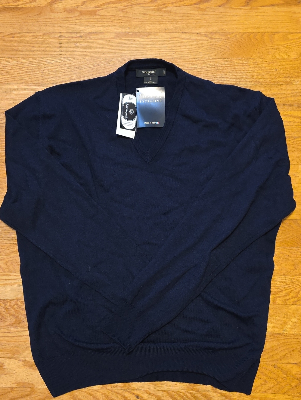 Giorgiolini Of Italy Men's Dark Navy V-Neck Sweater NWT